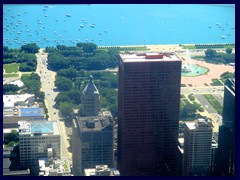 Views from Sears Tower 14 - Grant Park, Metropolitan Tower, CNA Center, Buckingham Fountain